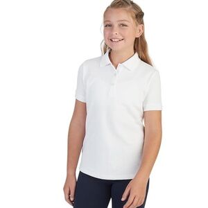 (2) French Toast Girls' Short Sleeve Picot Collar Polo size 10/12